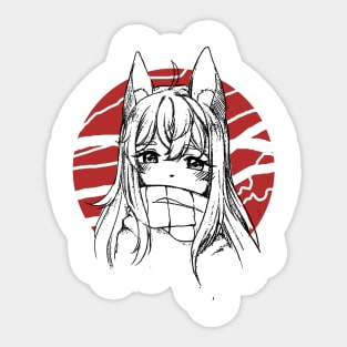 Fox girl art draw fan Sticker